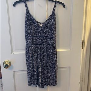 Navy blue and white floral romper